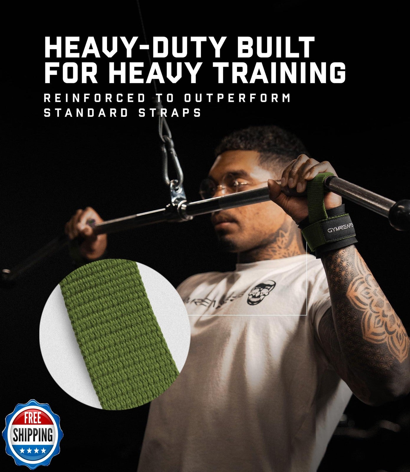 Gymreapers Weight Lifting Straps with Dowel - Wrist Straps for Weightlifting