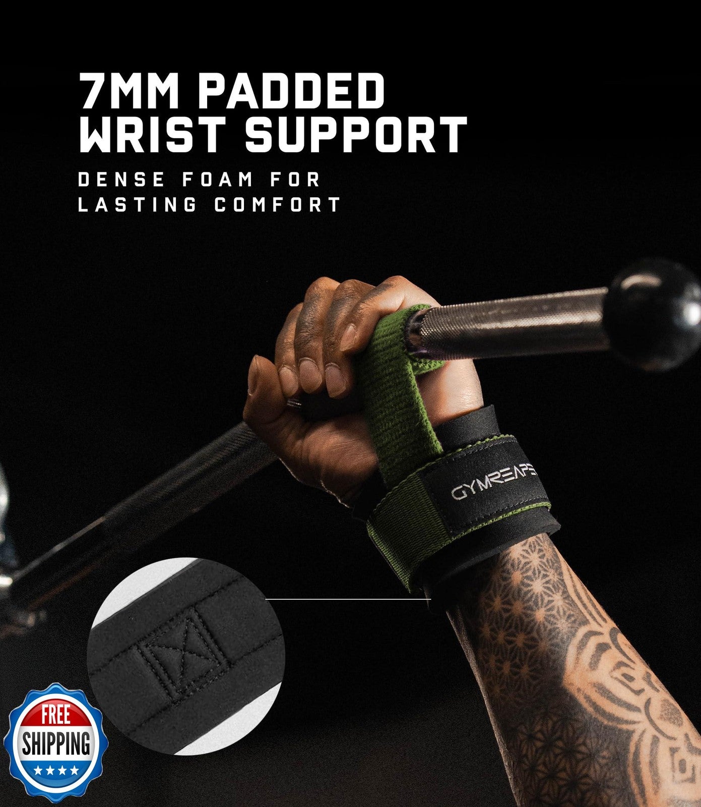 Gymreapers Weight Lifting Straps with Dowel - Wrist Straps for Weightlifting