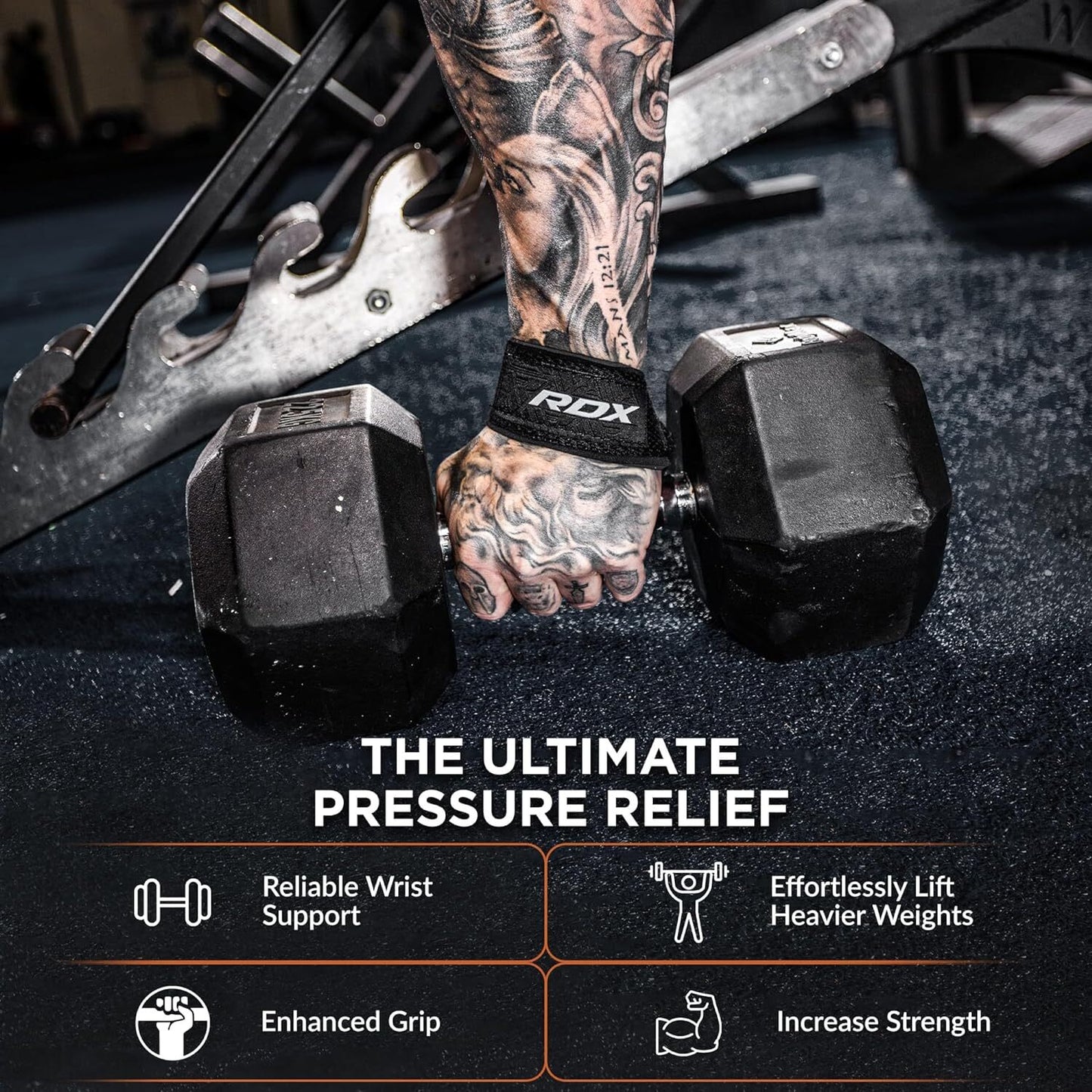 Weight Lifting Wrist Straps by RDX, Wrist Wraps Weight Lifting, Gym Wrist Straps